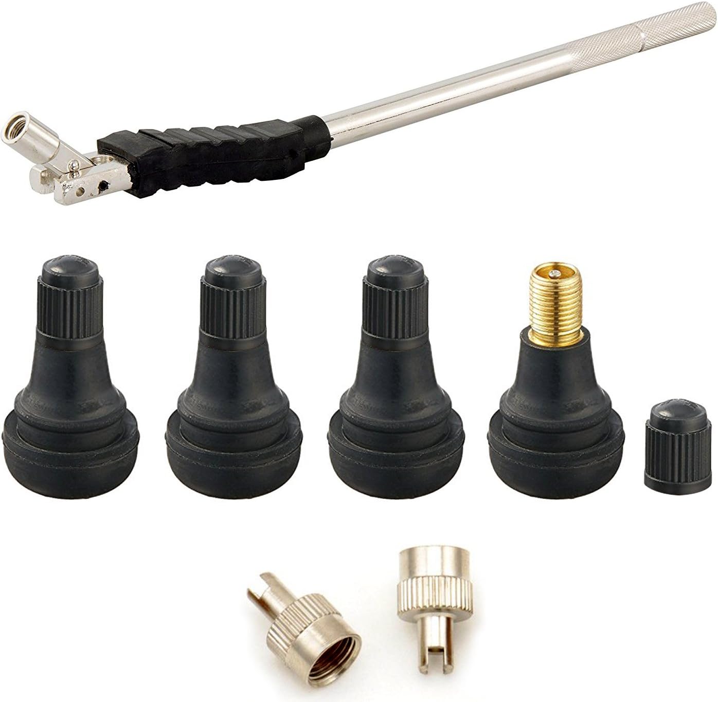 Tire Valve Stem Replacement Kit - 4x Shorty Brass Stems