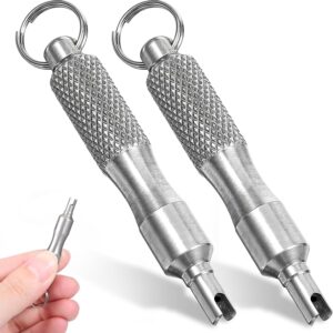 2-Pack Valve Core Tool Keychain - Stainless Steel