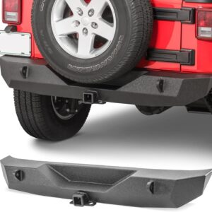 TACTIK JK Rear Bumper w/ 2in Hitch & D-Rings - Jeep Wrangler 2007-2018