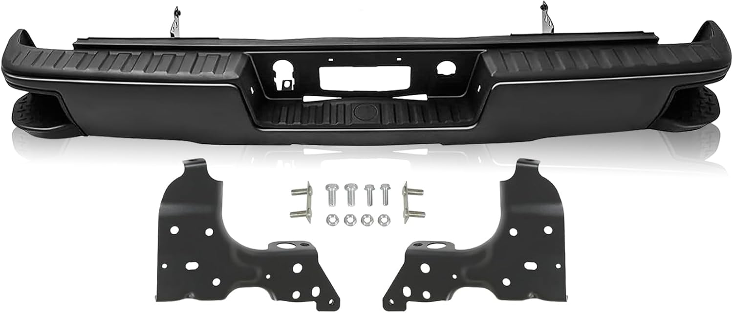 TUSDAR Rear Bumper for Chevy Silverado 1500 2014-2018 Black