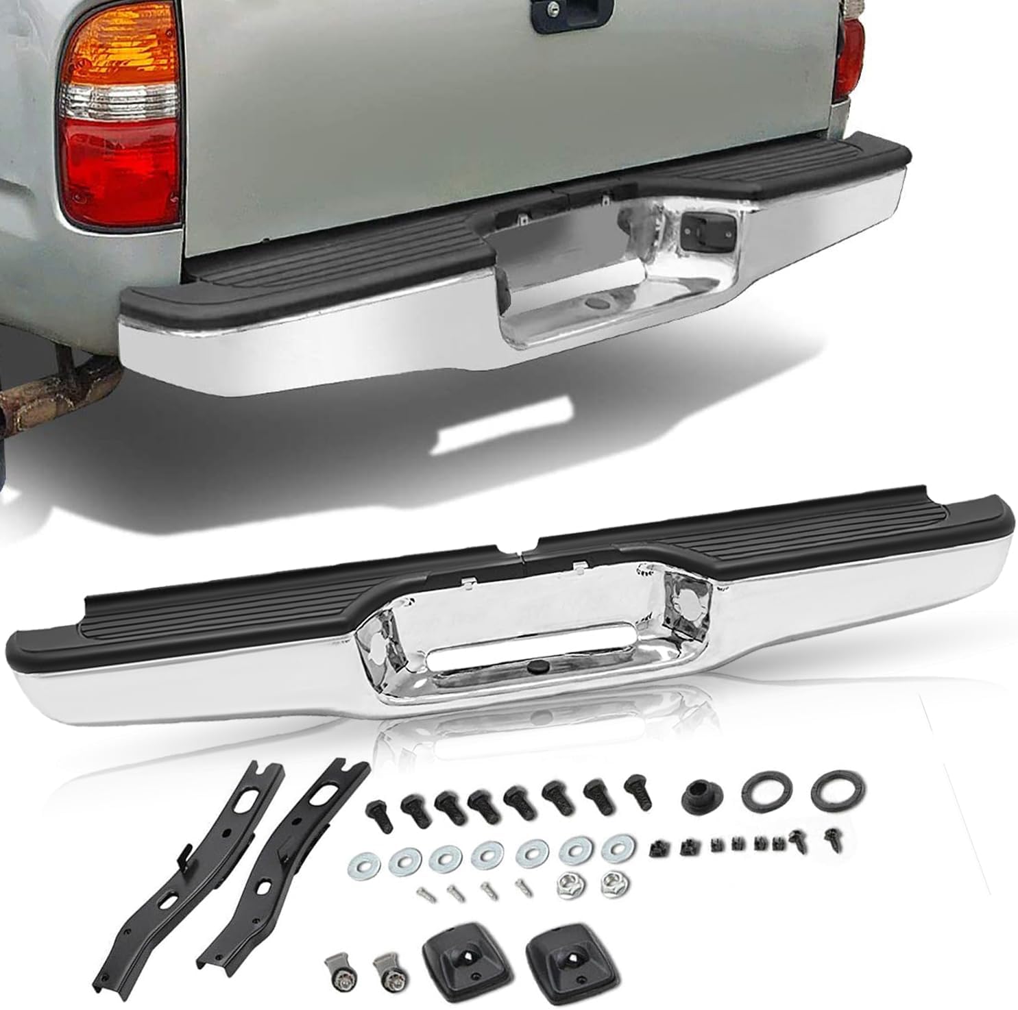 JSBOYAT Rear Bumper for 1995-2004 Toyota Tacoma - Chrome