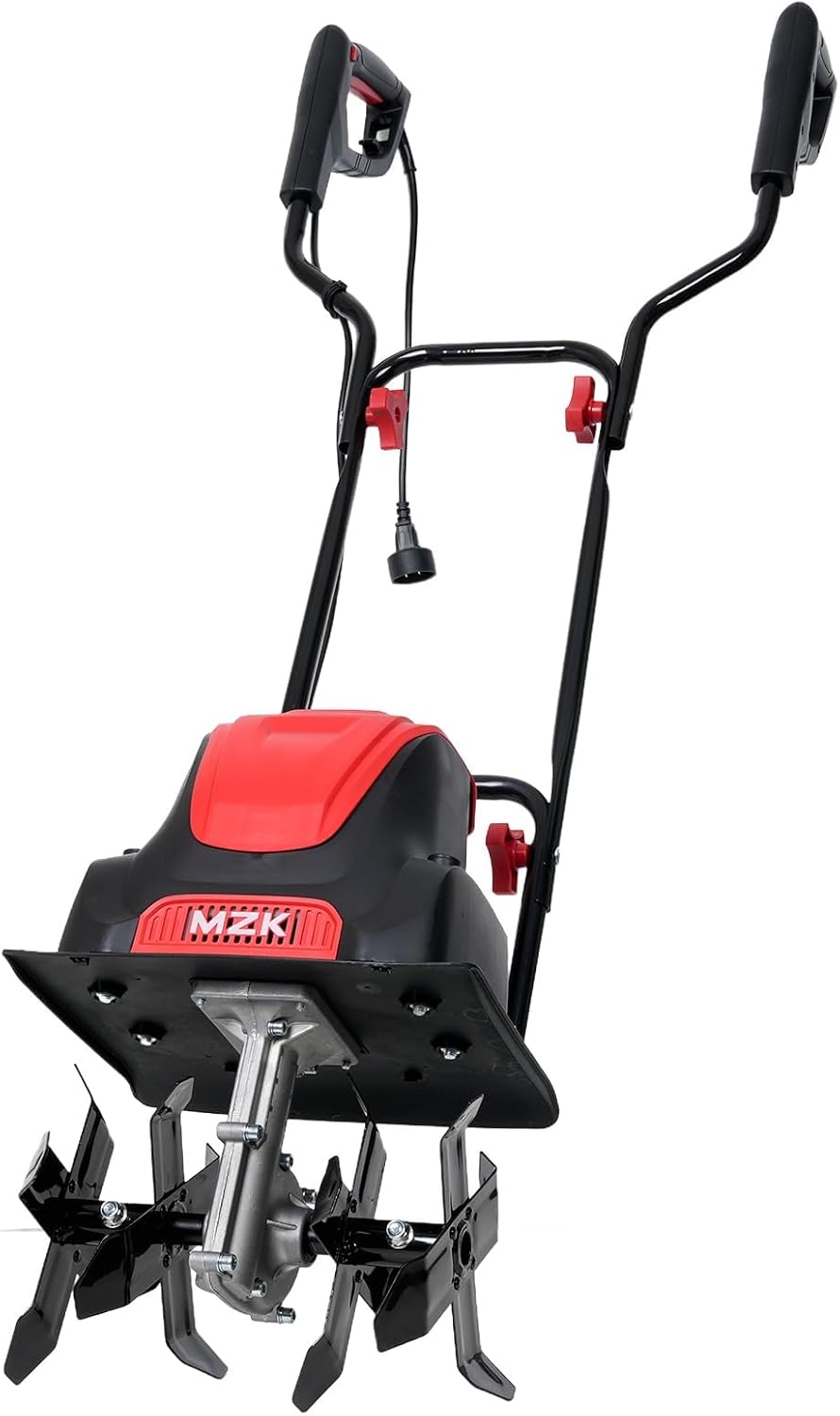 MZK 12in 10.5 Amp Corded Electric Tiller, 8in Dig Depth