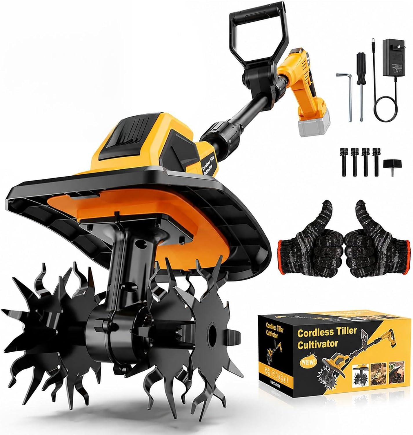 400RPM Cordless Tiller for DeWalt 20V Battery