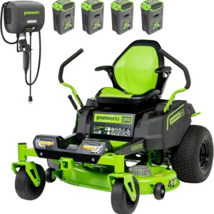 Greenworks 60V 42in Zero Turn Mower w/ 4 Batteries