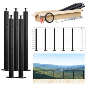 Muzata Black Cable Rail Kit 16-20ft, 36" 4-Level Posts