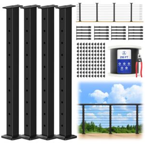 CKE 36" Black Cable Railing Post Kit, 4-Pack