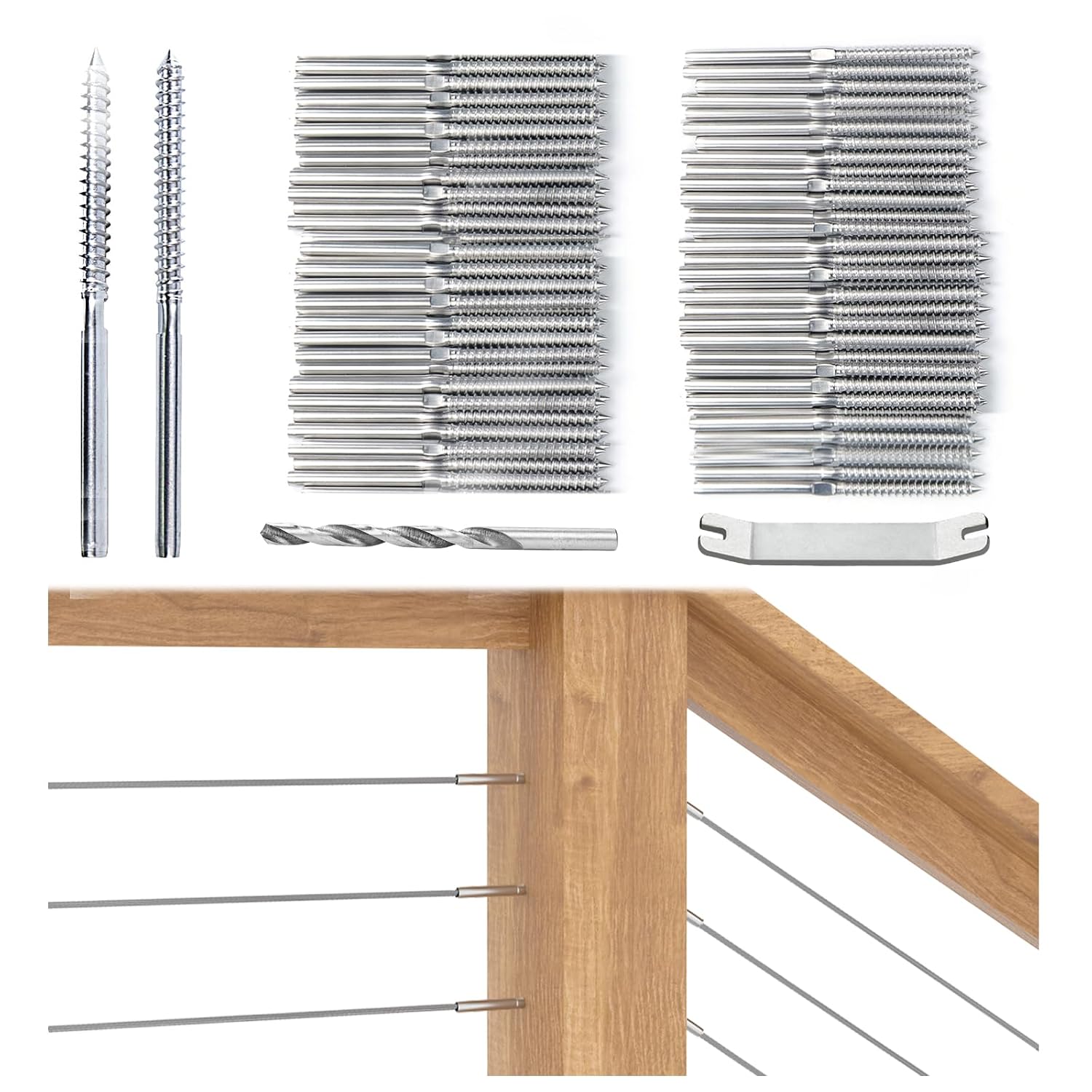 Muzata 100-Pack Stainless Steel Cable Rail Kit