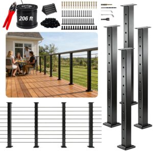 12-20 ft Black Cable Railing Kit, 4 Pack