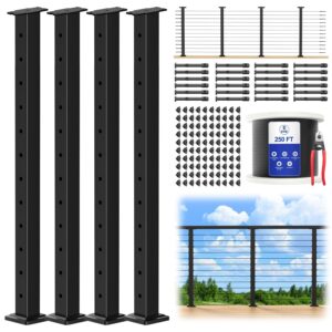 CKE 42" Black Cable Railing Post Kit (4-Pack, 15-20ft)