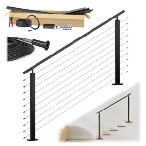 Muzata Black Cable Railing Kit 2-4ft DIY Easy Install