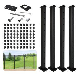 36" Stainless Steel Cable Deck Rail Post, Black