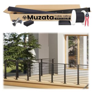 Muzata 26'-32'6" Black Cable Railing Kit 36"