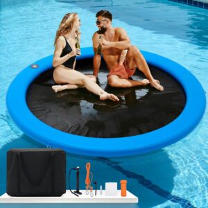 8-12ft Round Inflatable Water Hammock, Floating Dock & Pool Float