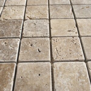 Walnut Travertine Mosaic Tile - 2x2 Sheets, 12x12 Mesh