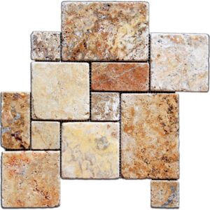 Scabos Travertine 4-Pc. Mini Mosaic Tile - 5 sq. ft. Box