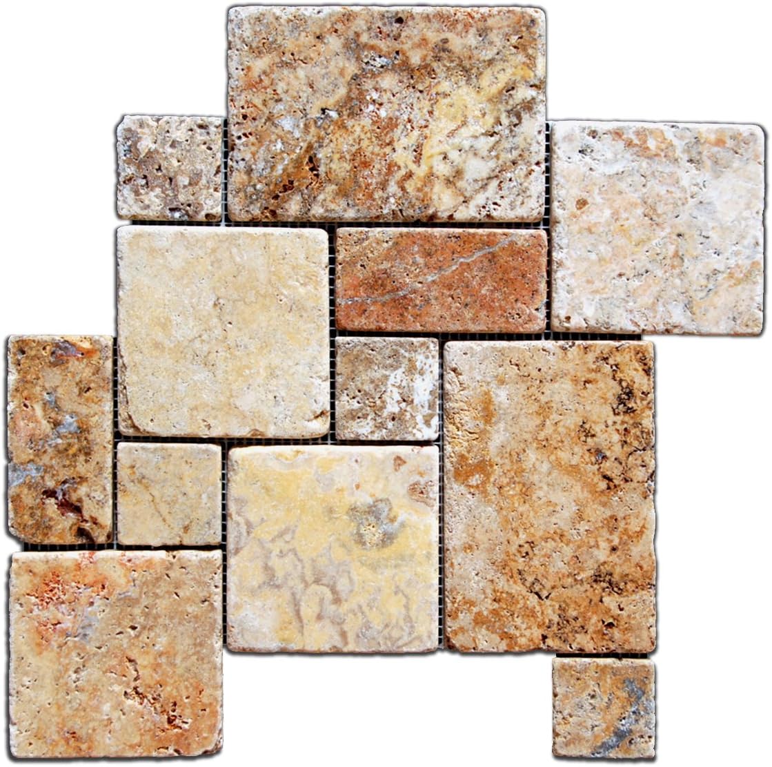 Scabos Travertine 4-Pc. Mini Mosaic Tile - 5 sq. ft. Box