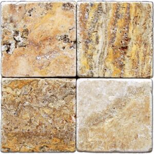 Scabos Travertine 6x6 Tumbled Floor Tiles - Box of 5 sq ft