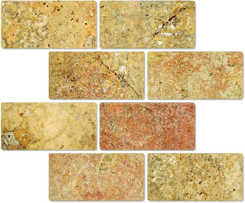 Scabos Travertine 3x6 Tumbled Brick Tile - 5 sq ft Box