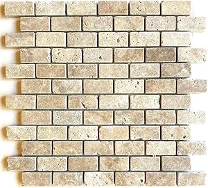Walnut Travertine 1x2 Tumbled Mosaic Tile Sheets