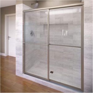 BASCO Deluxe Sliding Shower Door, 56-59" - Clear Glass, Brushed Nickel