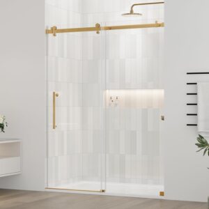 DELAVIN Frameless Sliding Shower Door 56-60"x72" Gold