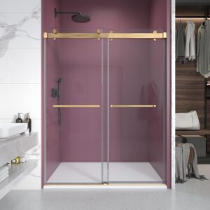 72-76" Double Sliding Frameless Shower Door - Brushed Gold