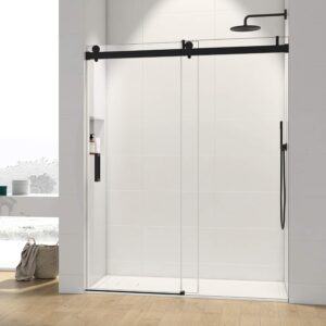 60 x 76 Inch Matte Black Frameless Shower Door