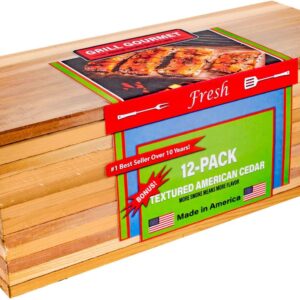 Grill Gourmet Cedar Planks – 12 Pack, Made in USA