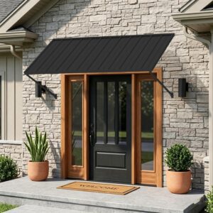 Kozyard Adjustable Door/Window Awning – 82" W, Dark Gray