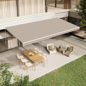 AECOJOY Retractable 13x10 Patio Awning - Beige