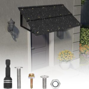 Black Metal Awning 52in W x 31in H – Heavy-Duty Steel Frame