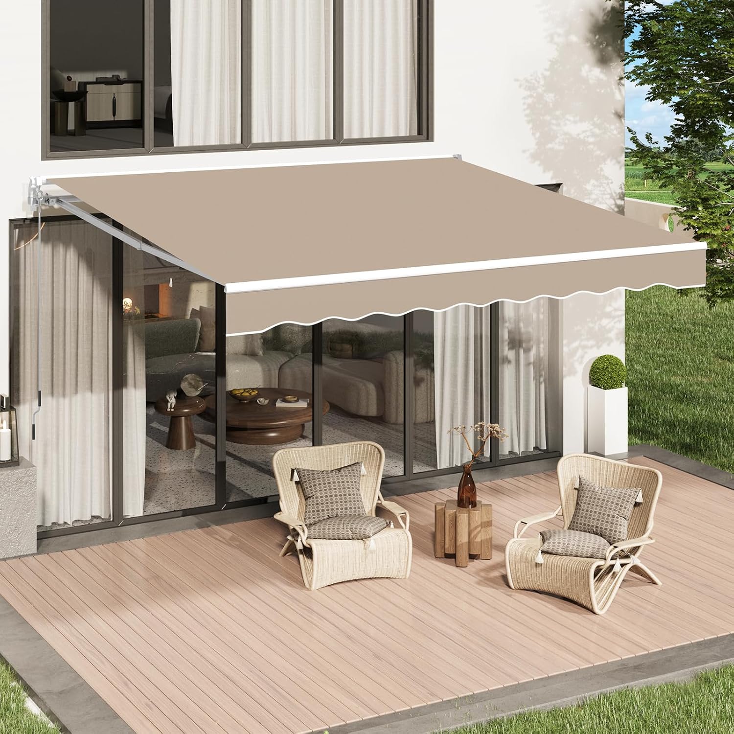 U-MAX 10'x8' Retractable Patio Awning, Beige