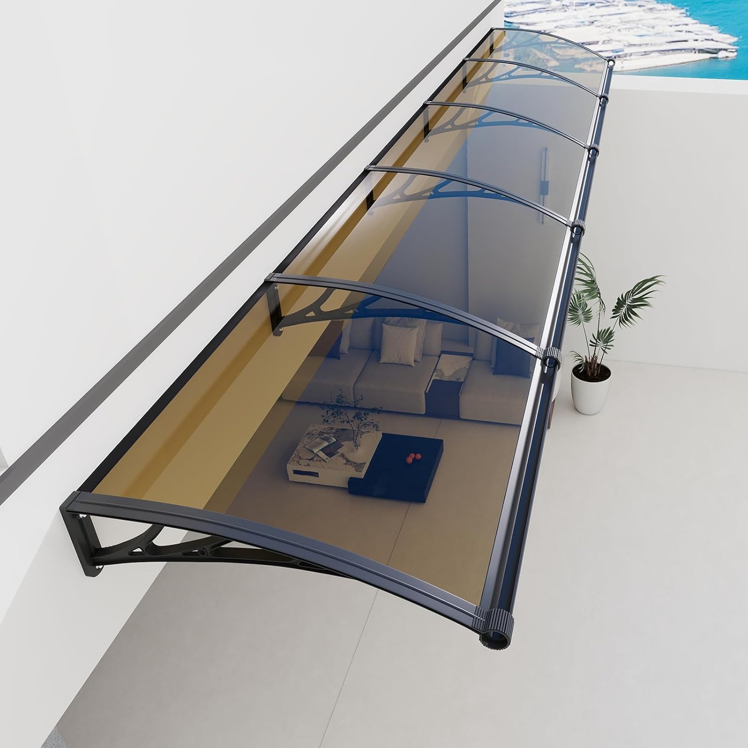 40x120 Inch Polycarbonate Door Awning - All-Weather Protection
