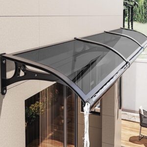 Grey Exterior Door Awning 24"x24" Aluminum & Polycarbonate