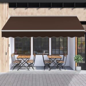 MEETWARM 13'x8' Retractable Patio Awning – Sunshade & Rain Cover