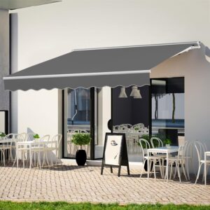 8' x 7' Gray Manual Retractable Patio Awning