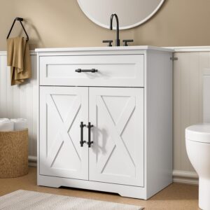 Amada 30" Farmhouse Bathroom Vanity with Sink, White
