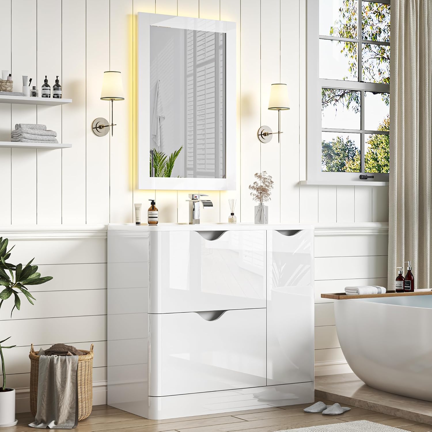 Squireewo Modern 36in Bathroom Vanity Set, White