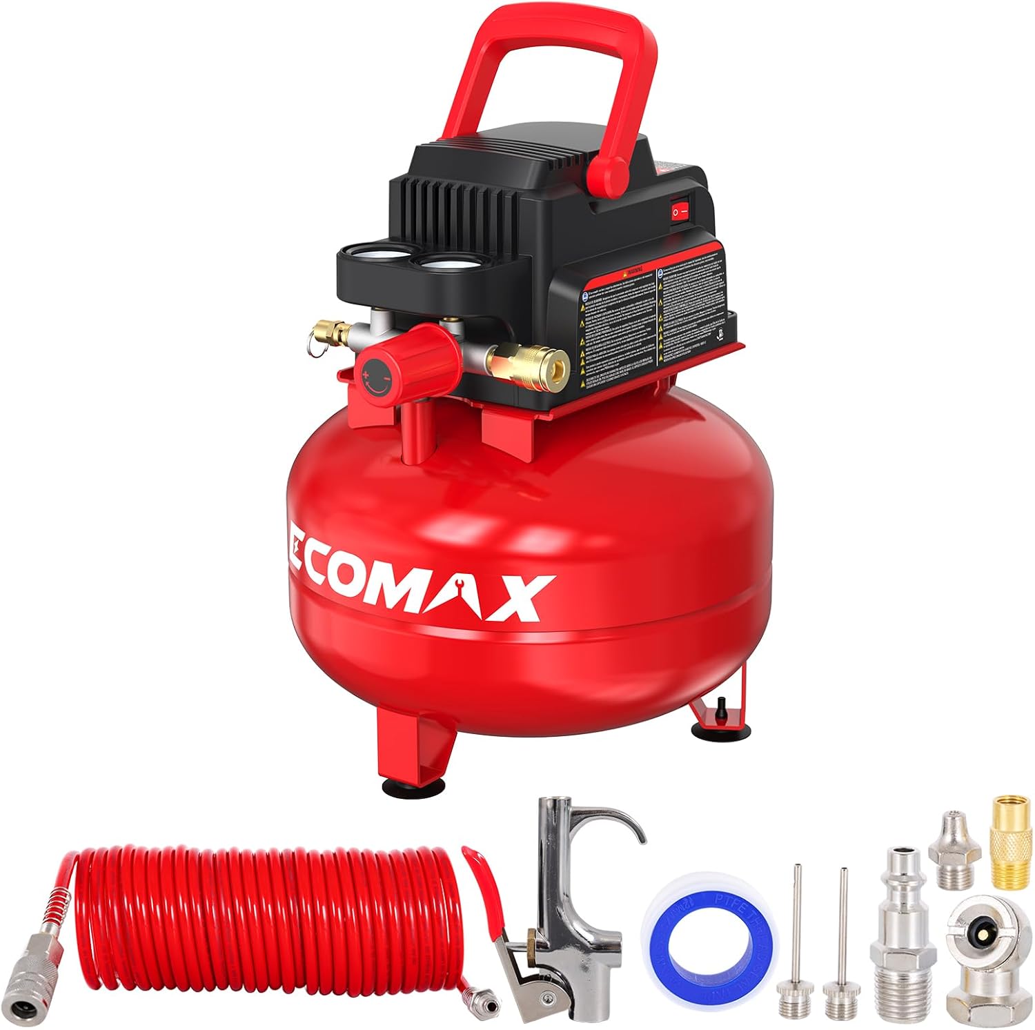 ECOMAX 3 Gal Oil-Free Air Compressor Kit w/ 11 Accessories