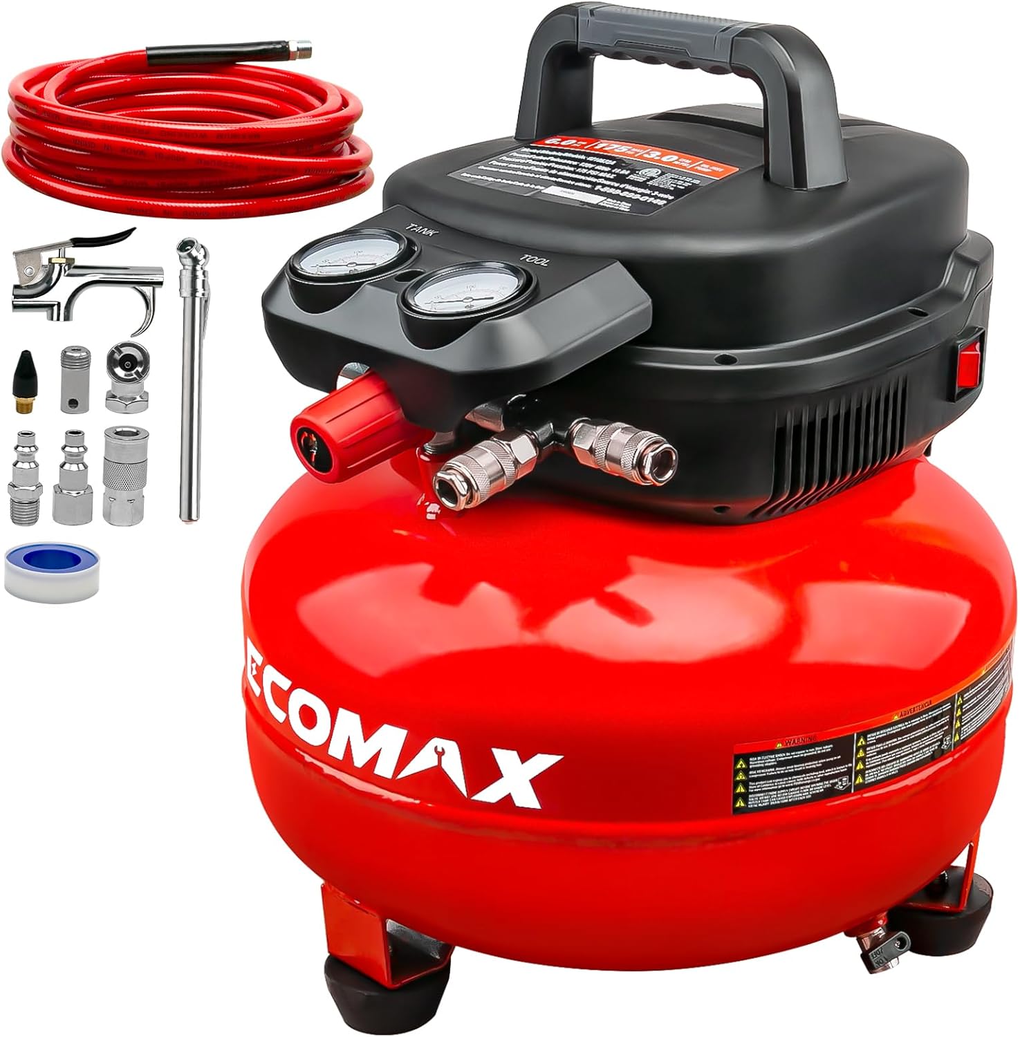 ECOMAX 6-Gallon Pancake Air Compressor 175PSI w/Kit