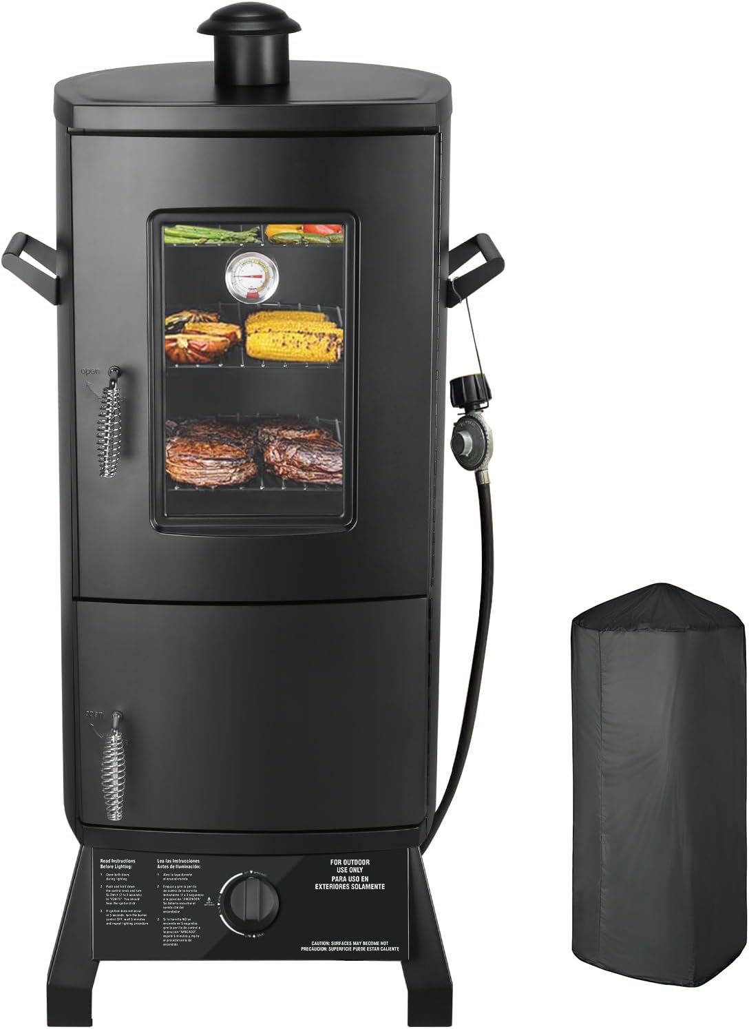 PIQUEBAR Propane Smoker with Cover, 3 Racks, Outdoor Gas Grill