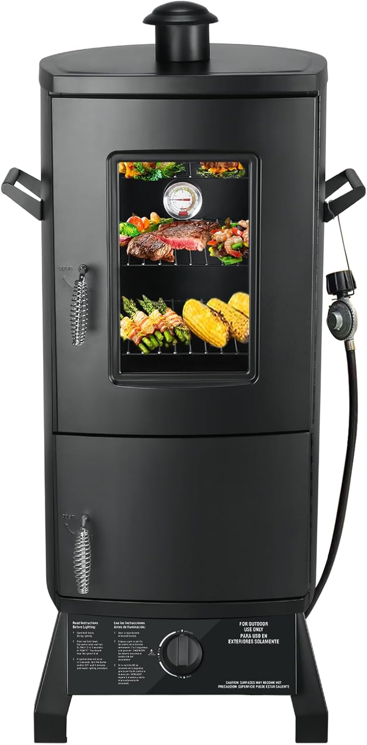 ATSENT 3-Shelf Propane Smoker, Black