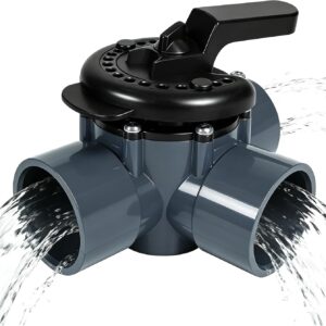 2 Inch 3-Way PVC Pool Valve - Grey - yernoiy
