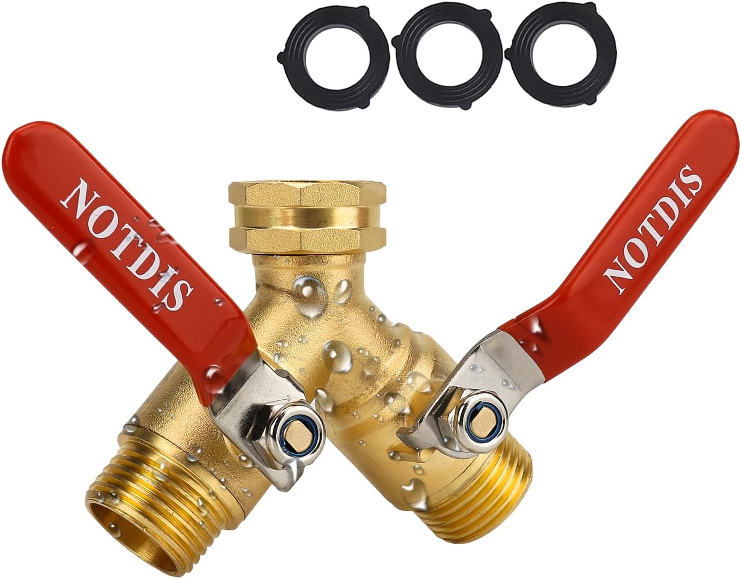 Heavy-Duty Brass Garden Hose Splitter 2-Way