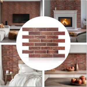 CONCORD 3D Faux Brick Panels - Pack of 10, Red