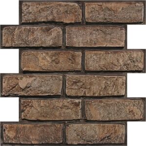 3D Faux Brick Wall Panels, 10 Pcs Brown Peel & Stick