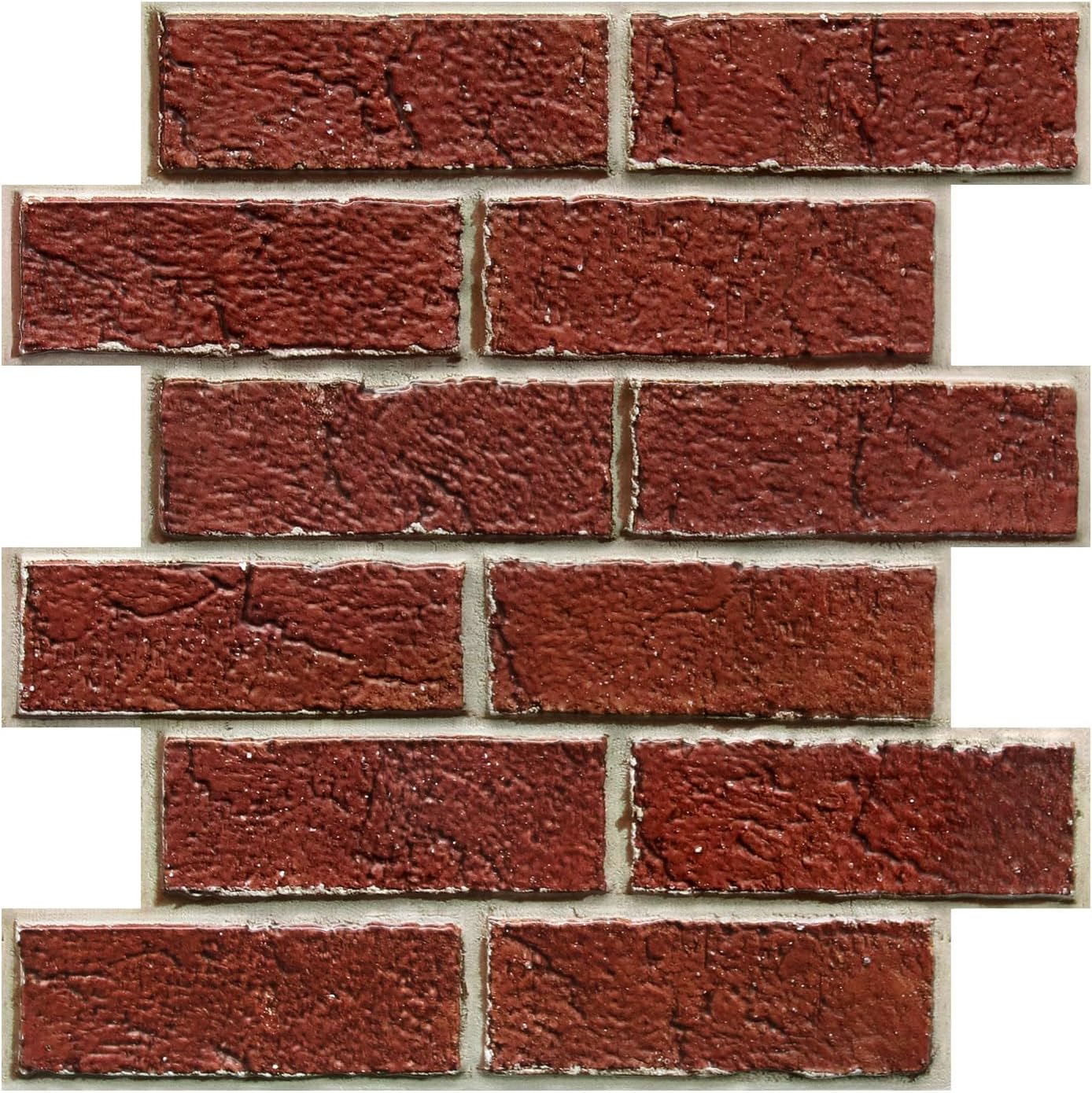 COMSTICKC 3D Red Brick Wall Stickers (10 Panels - 12x12in)