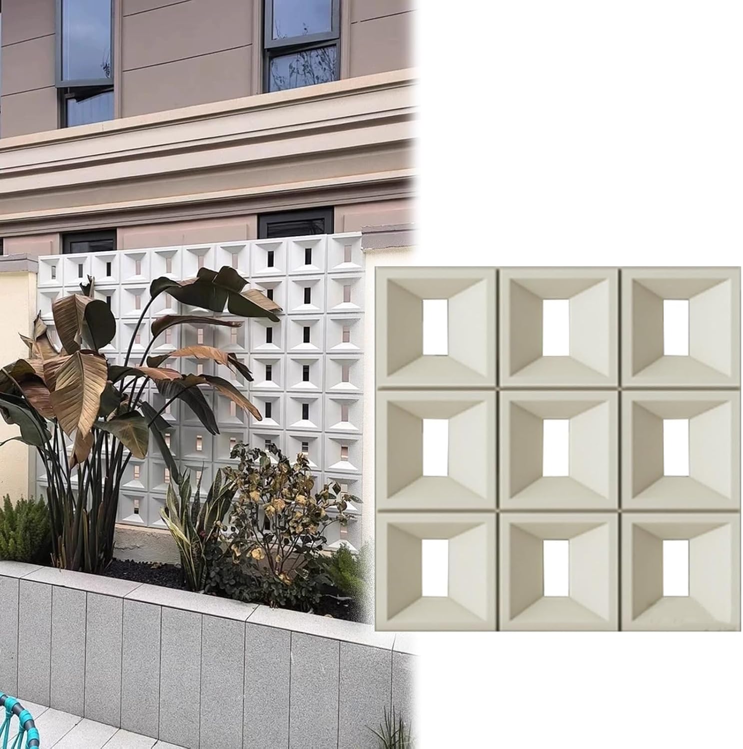 3D PU Hollow Brick Wall Panels - Set of 7 Panels