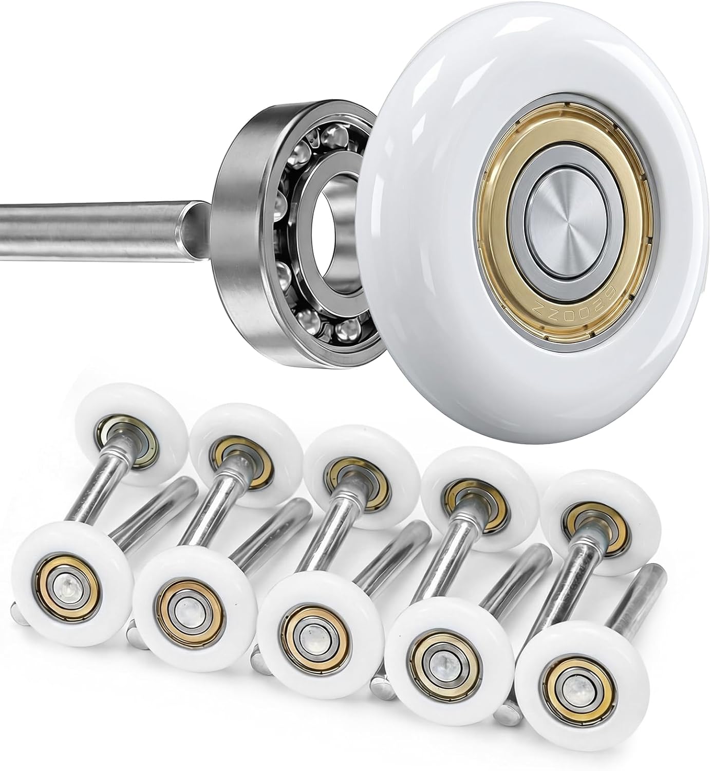 Tirpheety 10-Pack Nylon Garage Door Rollers - 2 Inch, Quiet, 6200-ZZ Bearings