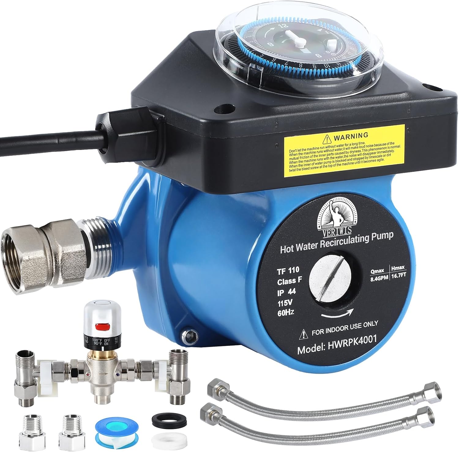 VERIWIS Hot Water Pump Kit | 3-Yr Warranty | Stainless Steel Valve